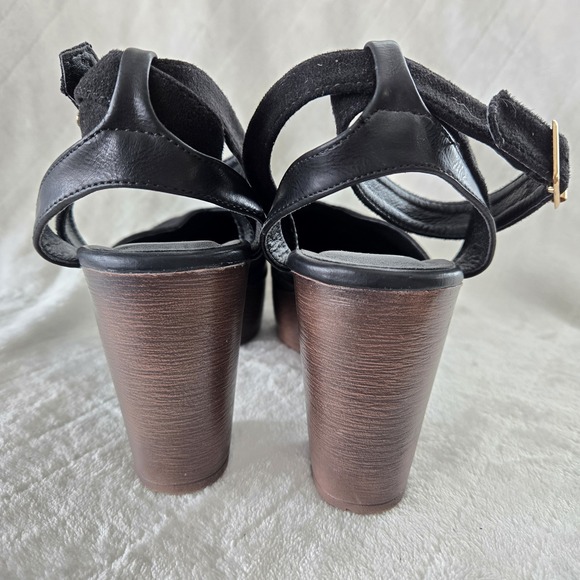 JG Mary Jane Platform Sz 7 Chunky Heel Y2K‎ Black Ankle Strap Preppy Holiday - Picture 5 of 11